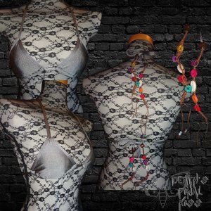 🆕 Hot Sauce Style skimpy sliding triangle bikini macrame shell ties XS sexy USA